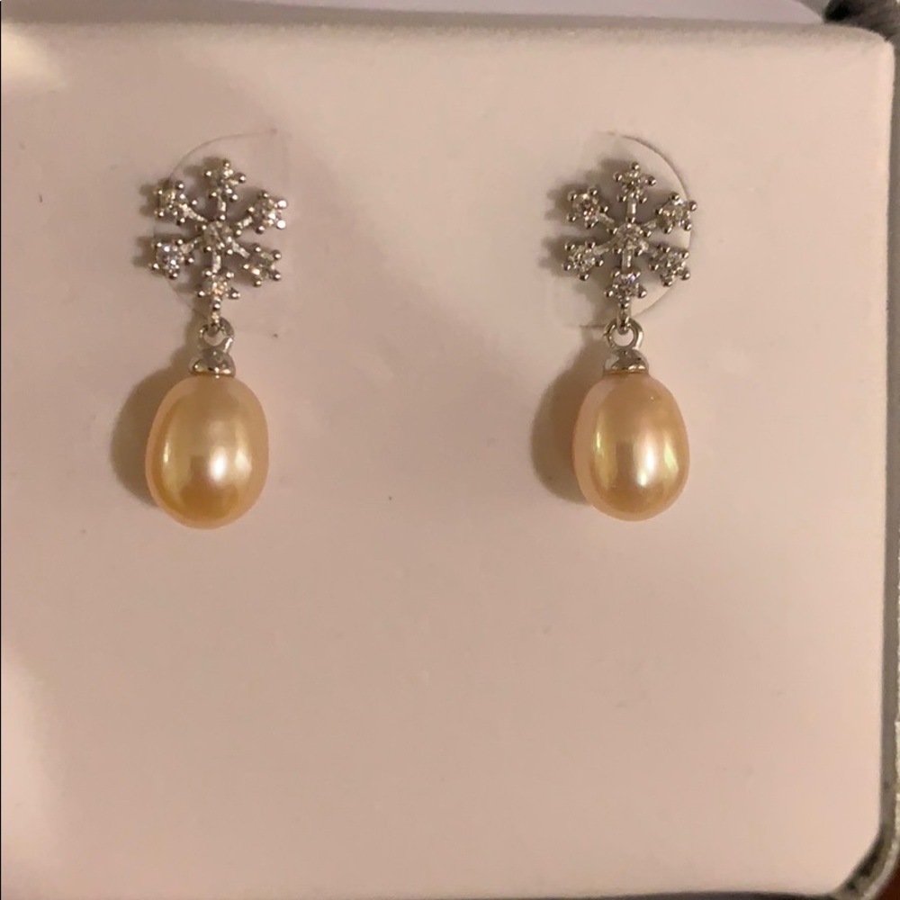 Boxed silver and pearl earrings. NWOT.